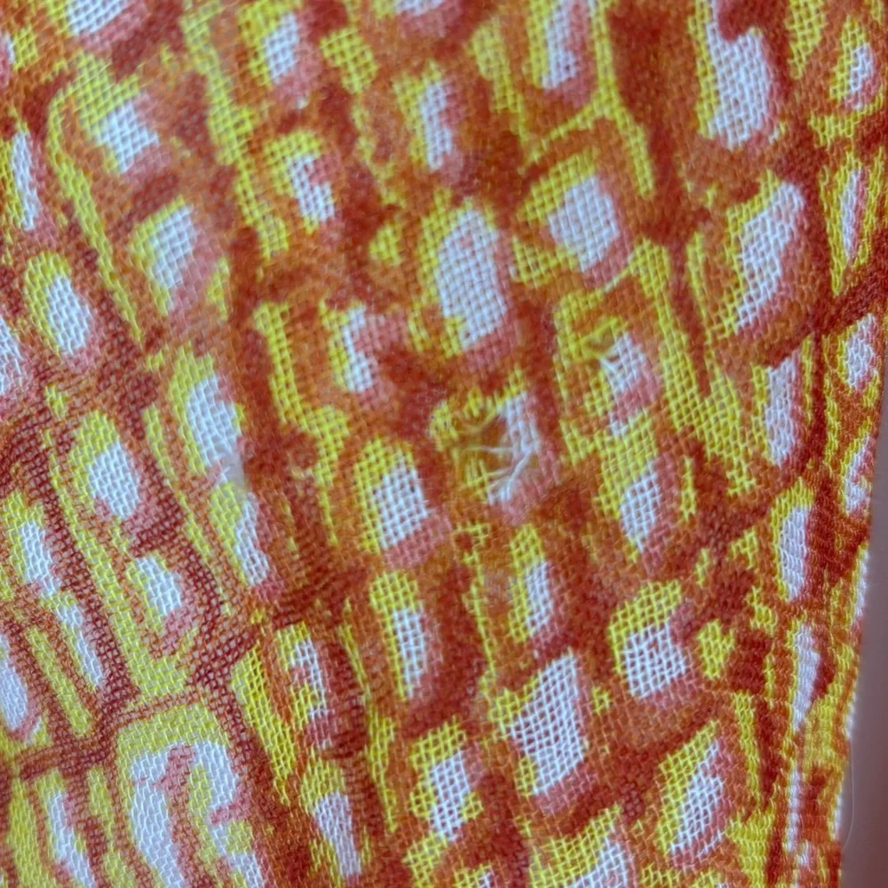 Bindya New York Scarf 100% Wool Orange Yellow Print